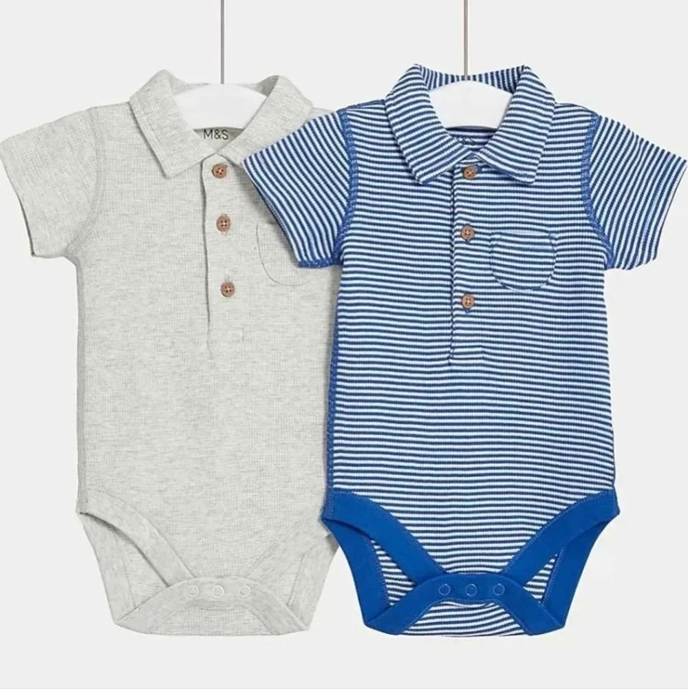 NWT M&S Boys Polo Bodysuits ~0-3M